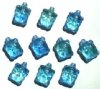 10 19mm Two Tone Transparent Green and Blue Turtle Beads